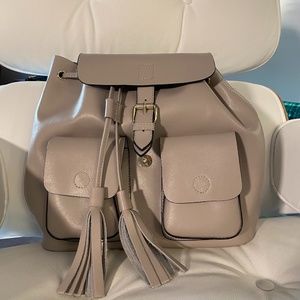 Stylish Gray Leather Backpack